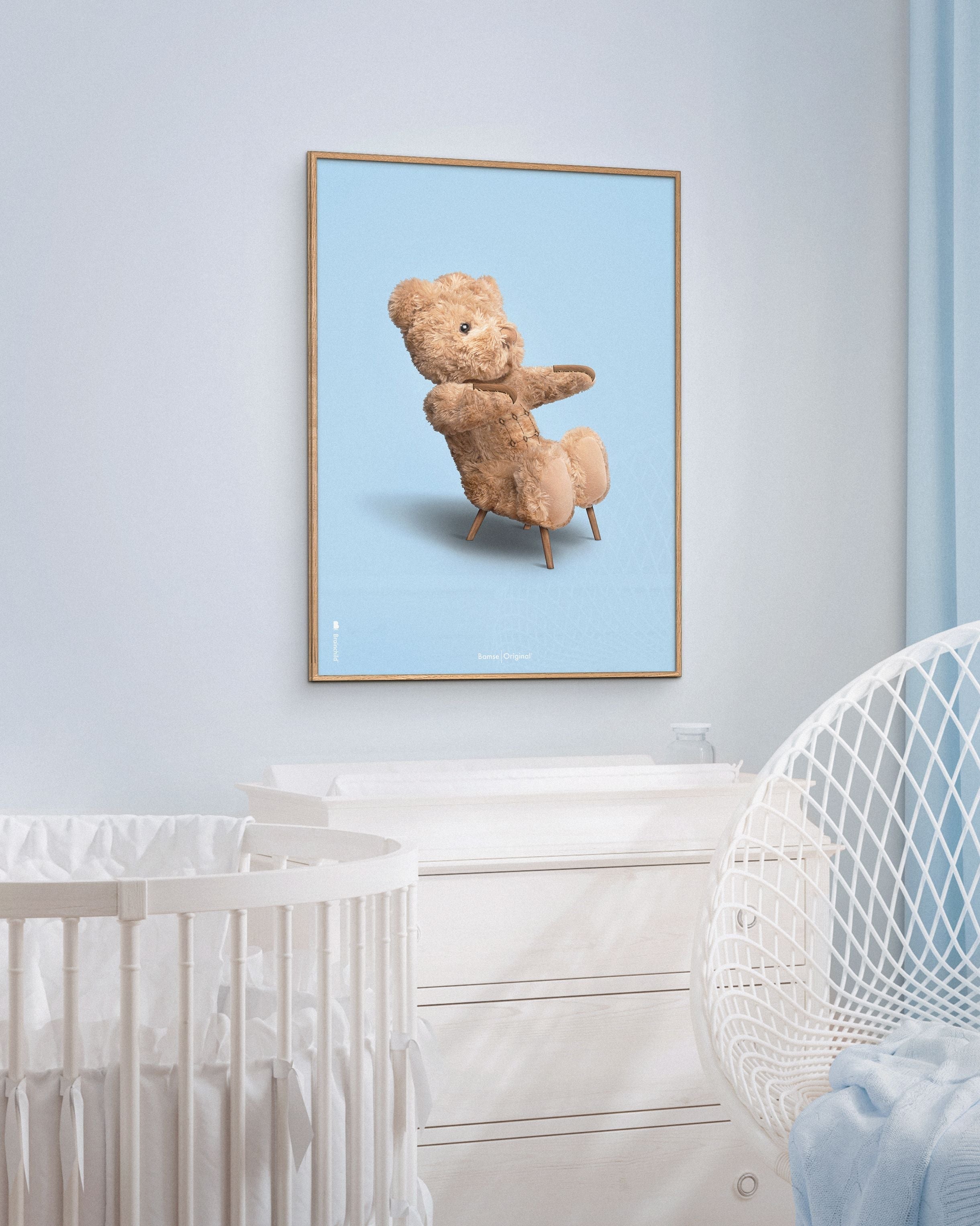 [product_category]-Brainchild Teddy Bear Classic Poster Frame Made Of Dark Wood Ram 50x70 Cm, Light Blue Background-Brainchild-77003-B-BRA-2