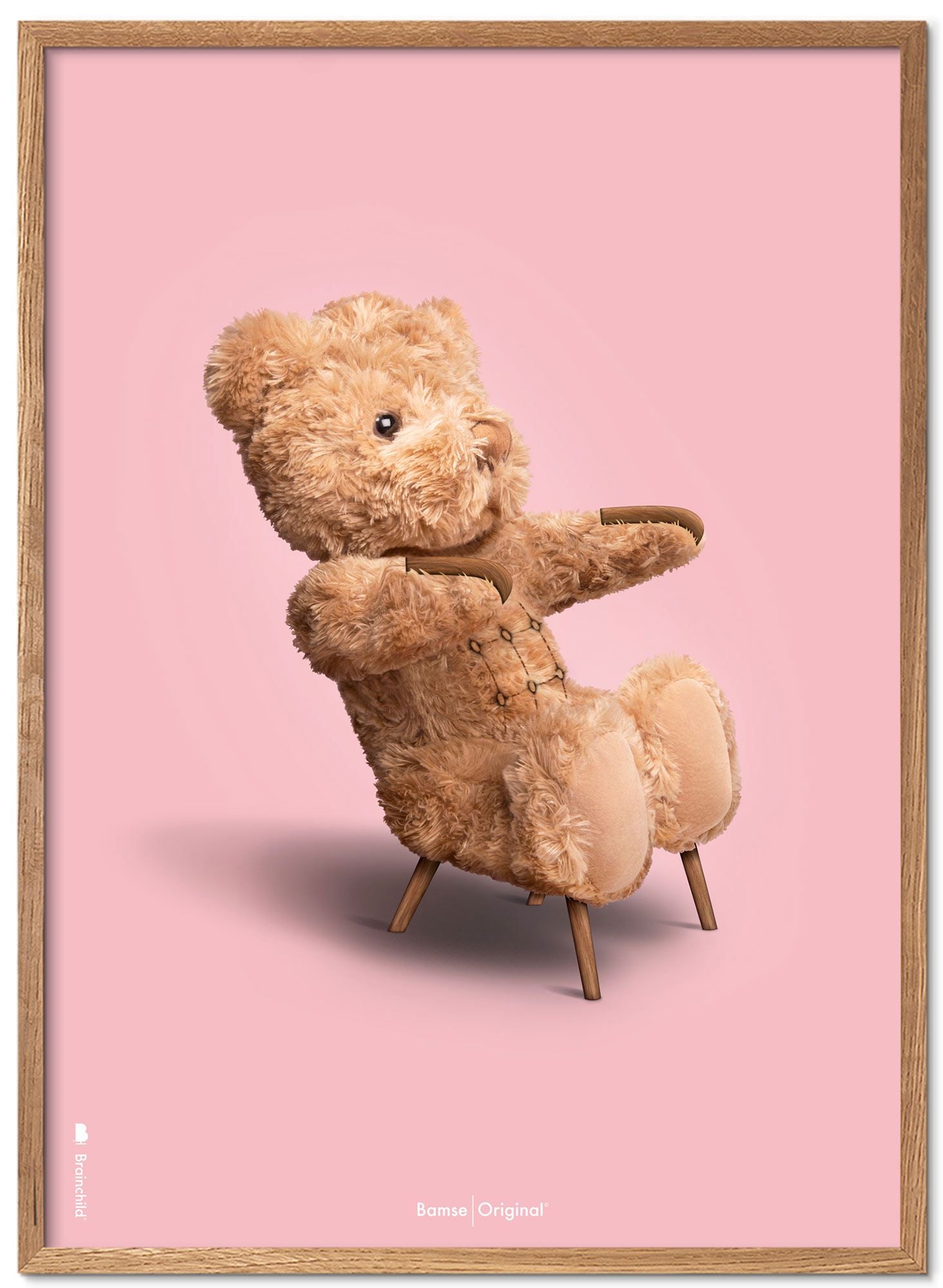 [product_category]-Brainchild Teddy Bear Classic Poster Frame Made Of Light Wood Ramme 50x70 Cm, Pink Background-Brainchild-78003-A-BRA-1