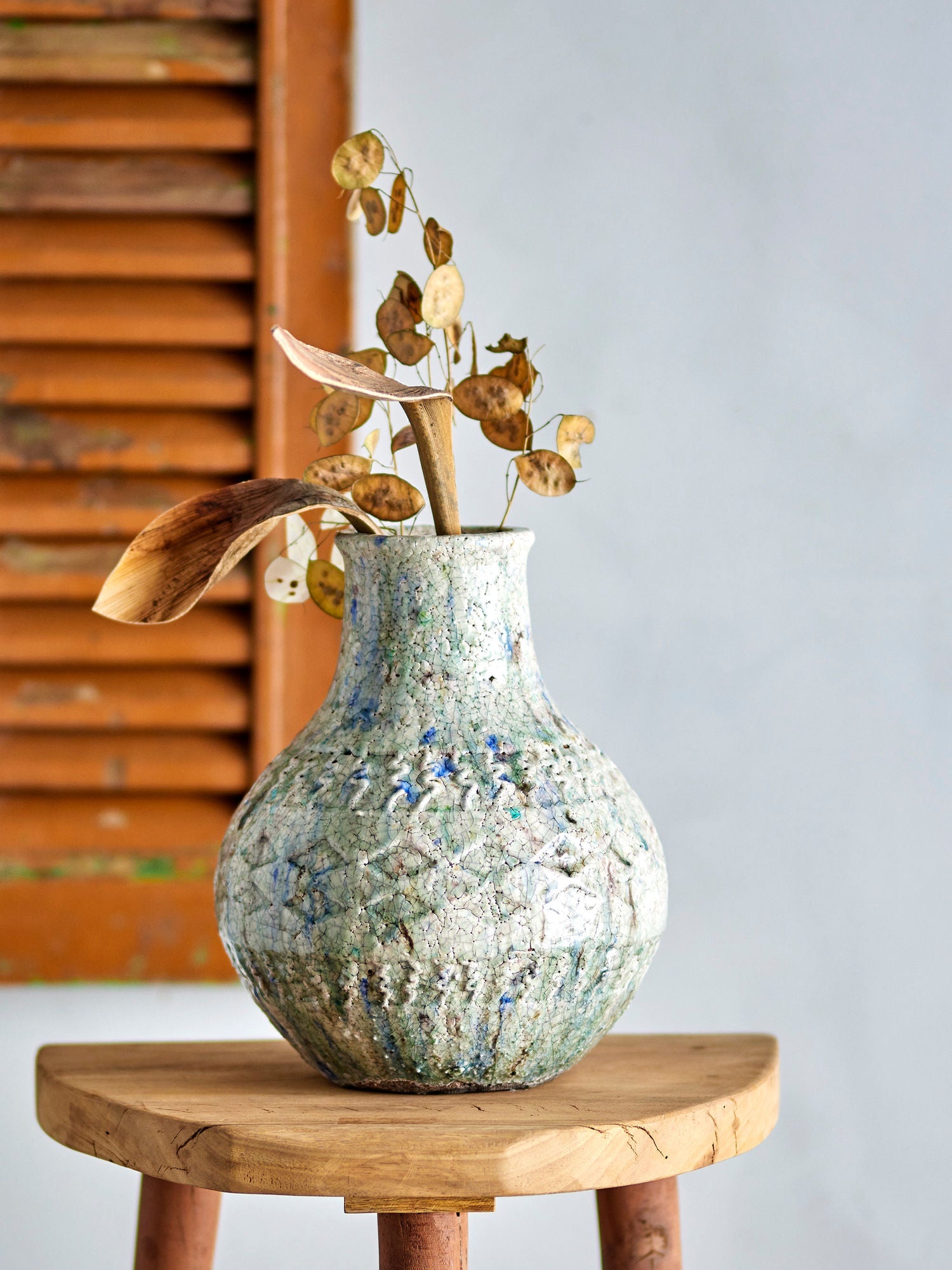 Creative Collection Niin Deco Vase, Blue, Terracotta