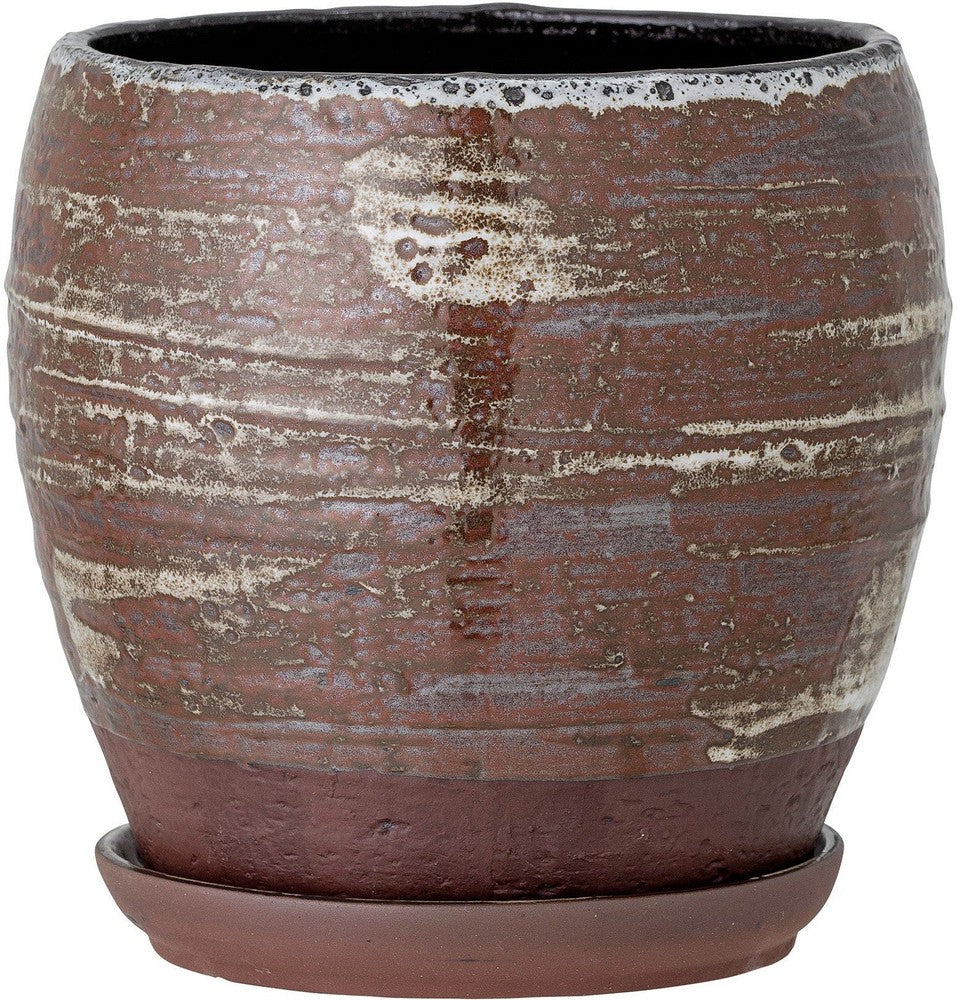 Creative Collection Calla Flowerpot w/Saucer, Brown, Stoneware