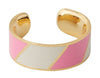 Design Letters Big Striped Candy Ring, Pink/White