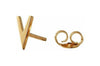 Design Letters Earring With Letter, Gold, V