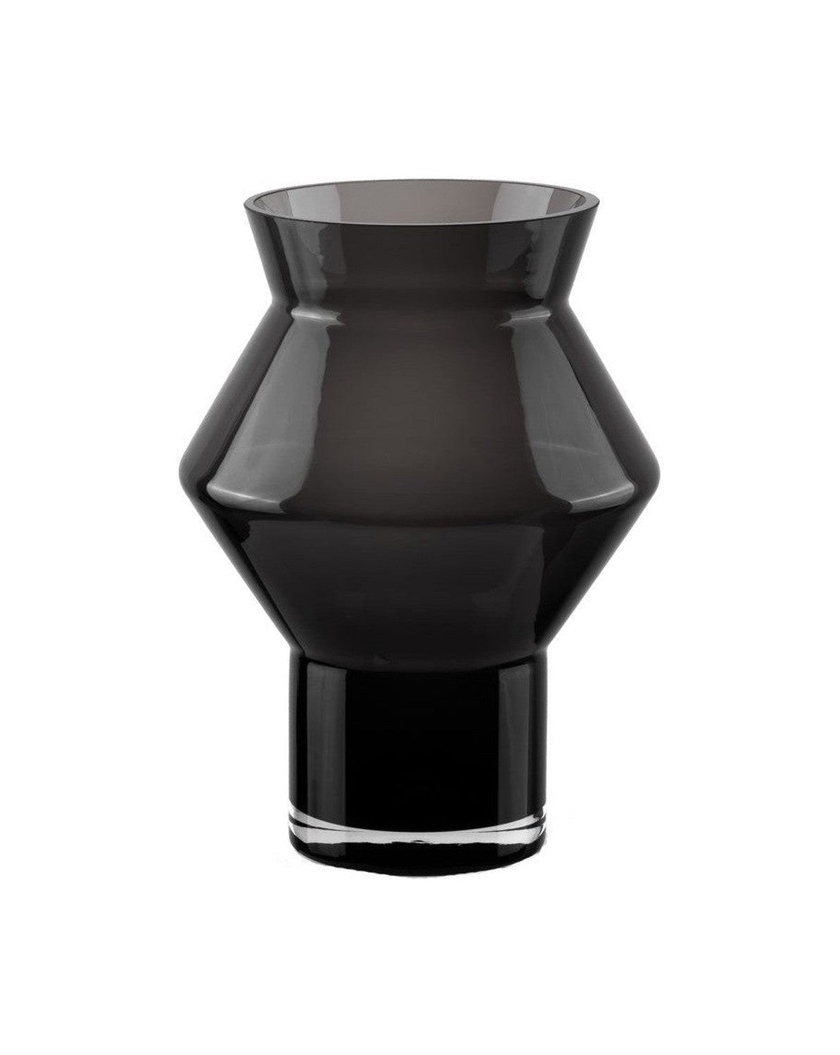 Design vase with jaggy angular cylindrical shape, dark gray high
