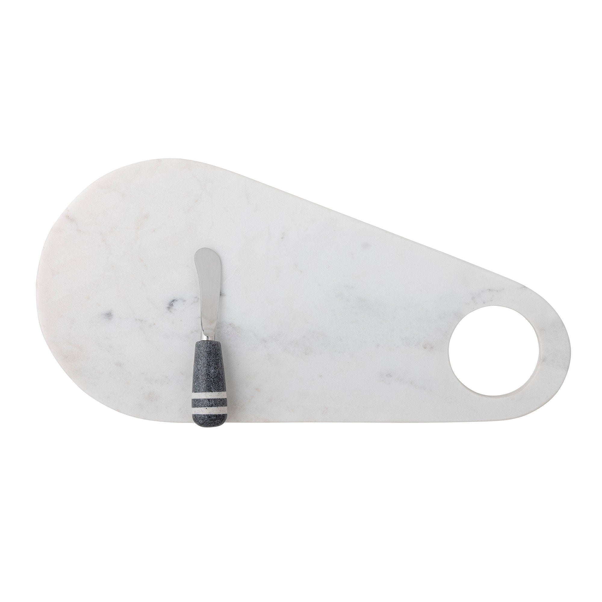 Bloomingville Abrielle Serving Board w/Knife, White, Marble