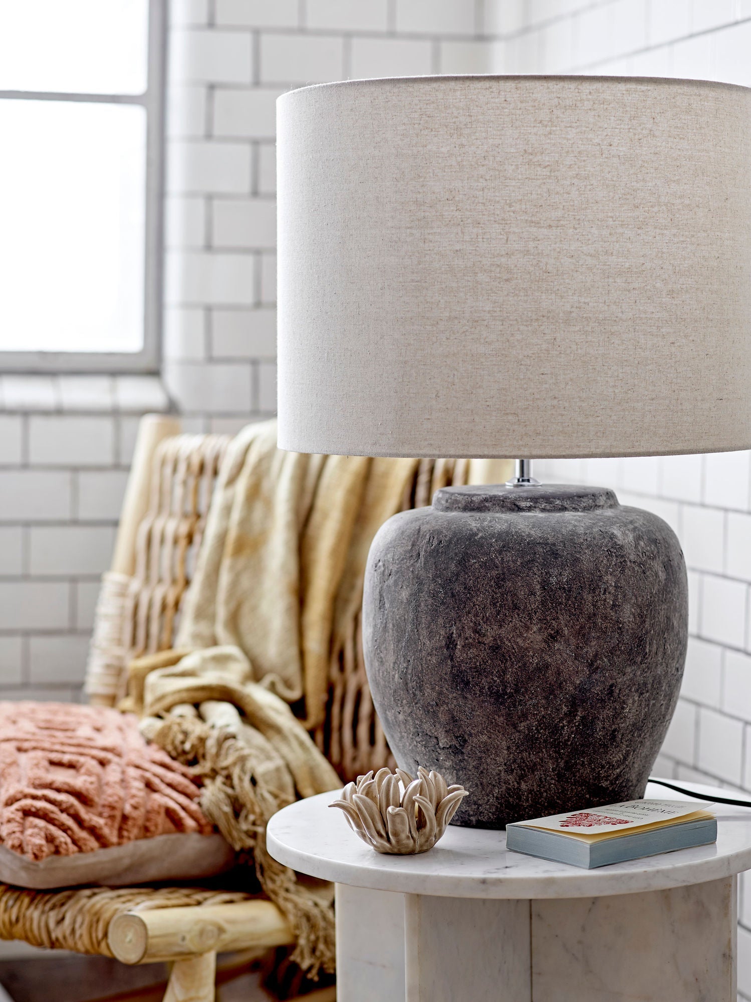 Bloomingville Isabelle Table lamp, Grey, Stoneware