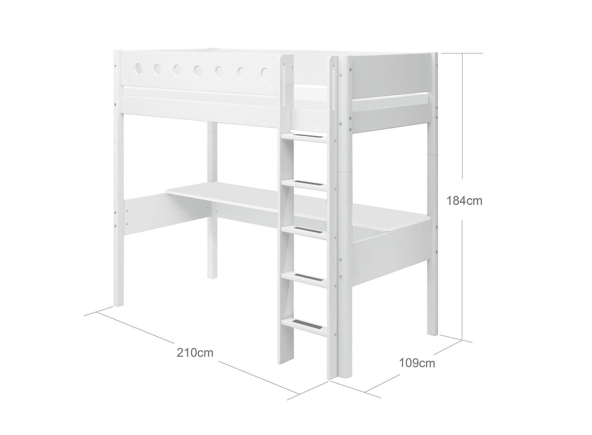FLEXA High bed w. straight ladder and desk