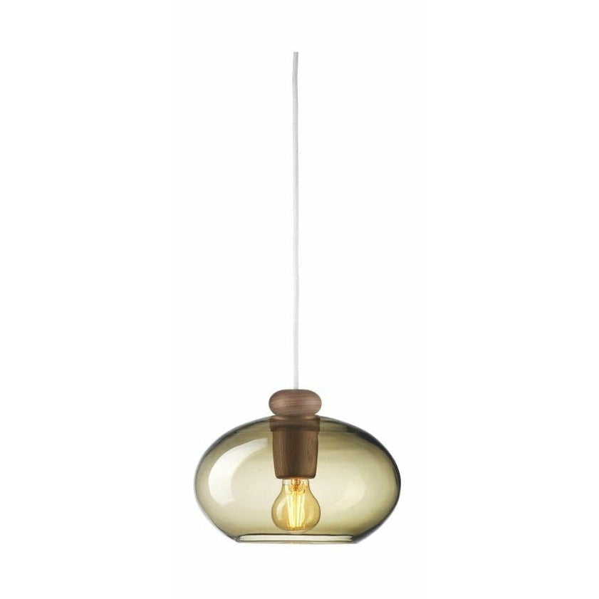 Fdb Møbler U2 Hiti Pendant, Walnut Wood/Smoked Glass/White Cable