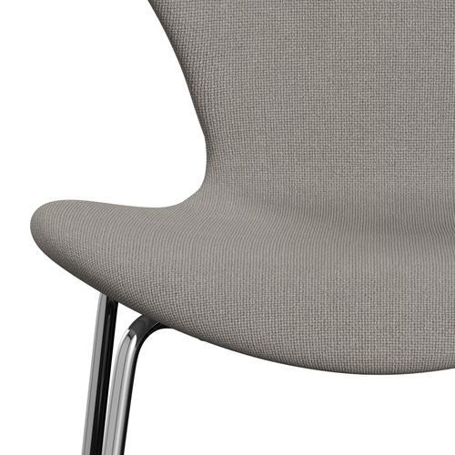 [product_category]-Fritz Hansen 3107 Chair Full Upholstery, Chrome/Hallingdal Light Grey (Hal113)-Fritz Hansen-3107FU-HAL113-CST-FRI-6