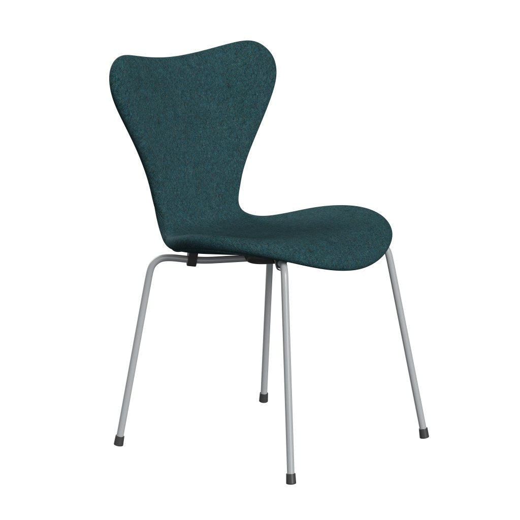 [product_category]-Fritz Hansen 3107 Chair Full Upholstery, Silver Grey/Divina Md Turquoise Dark-Fritz Hansen-3107FU-DMD843-SIGREY-FRI-2