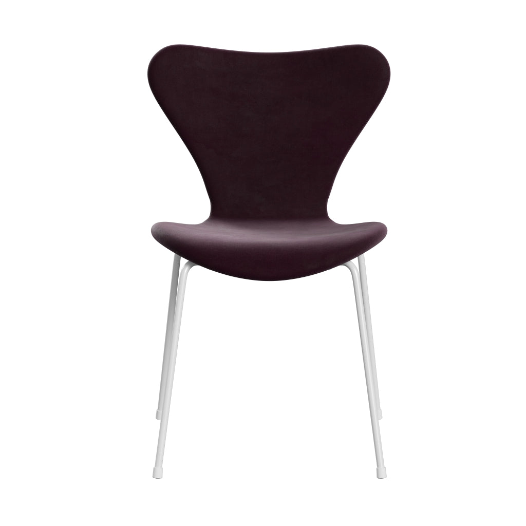 [product_category]-Fritz Hansen 3107 Chair Full Upholstery, White/Belfast Velvet Dark Plum-Fritz Hansen-3107FU-BEL232-DRWH-FRI-1