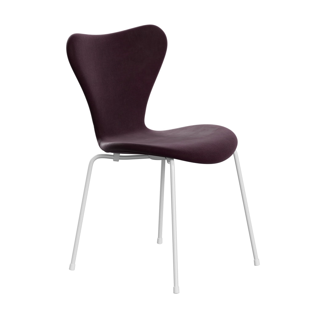 [product_category]-Fritz Hansen 3107 Chair Full Upholstery, White/Belfast Velvet Dark Plum-Fritz Hansen-3107FU-BEL232-DRWH-FRI-2