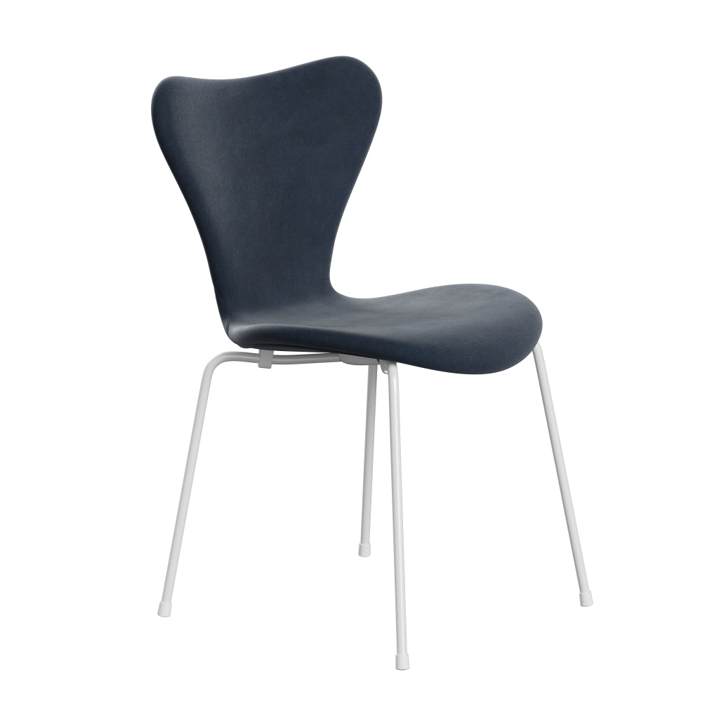 [product_category]-Fritz Hansen 3107 Chair Full Upholstery, White/Belfast Velvet Grey Blue-Fritz Hansen-3107FU-BEL143-DRWH-FRI-2