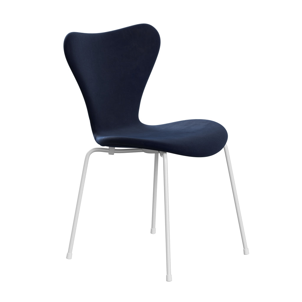 [product_category]-Fritz Hansen 3107 Chair Full Upholstery, White/Belfast Velvet Midnight Blue-Fritz Hansen-3107FU-BEL062-DRWH-FRI-2