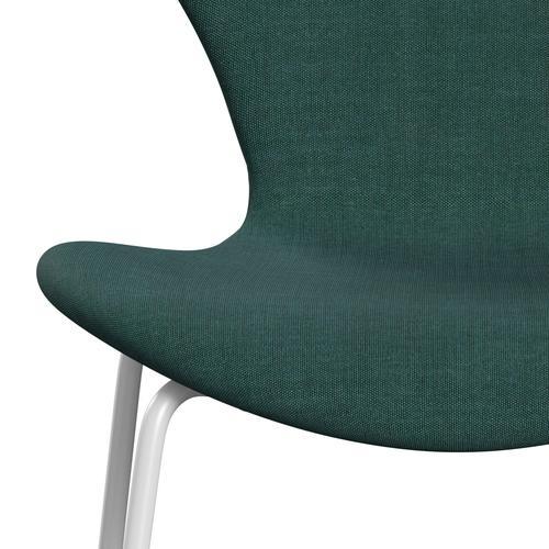 [product_category]-Fritz Hansen 3107 Chair Full Upholstery, White/Canvas Emerald Green-Fritz Hansen-3107FU-CA0836-DRWH-FRI-6