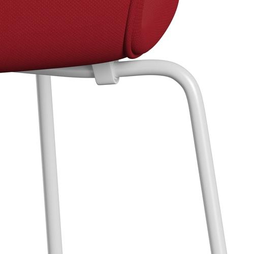 [product_category]-Fritz Hansen 3107 Chair Full Upholstery, White/Steelcut Standard/Light Dark Red-Fritz Hansen-3107FU-STI635-DRWH-FRI-7