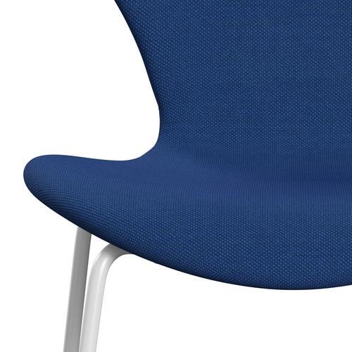 [product_category]-Fritz Hansen 3107 Chair Full Upholstery, White/Steelcut Trio Cobalt Blue-Fritz Hansen-3107FU-STR746-DRWH-FRI-6