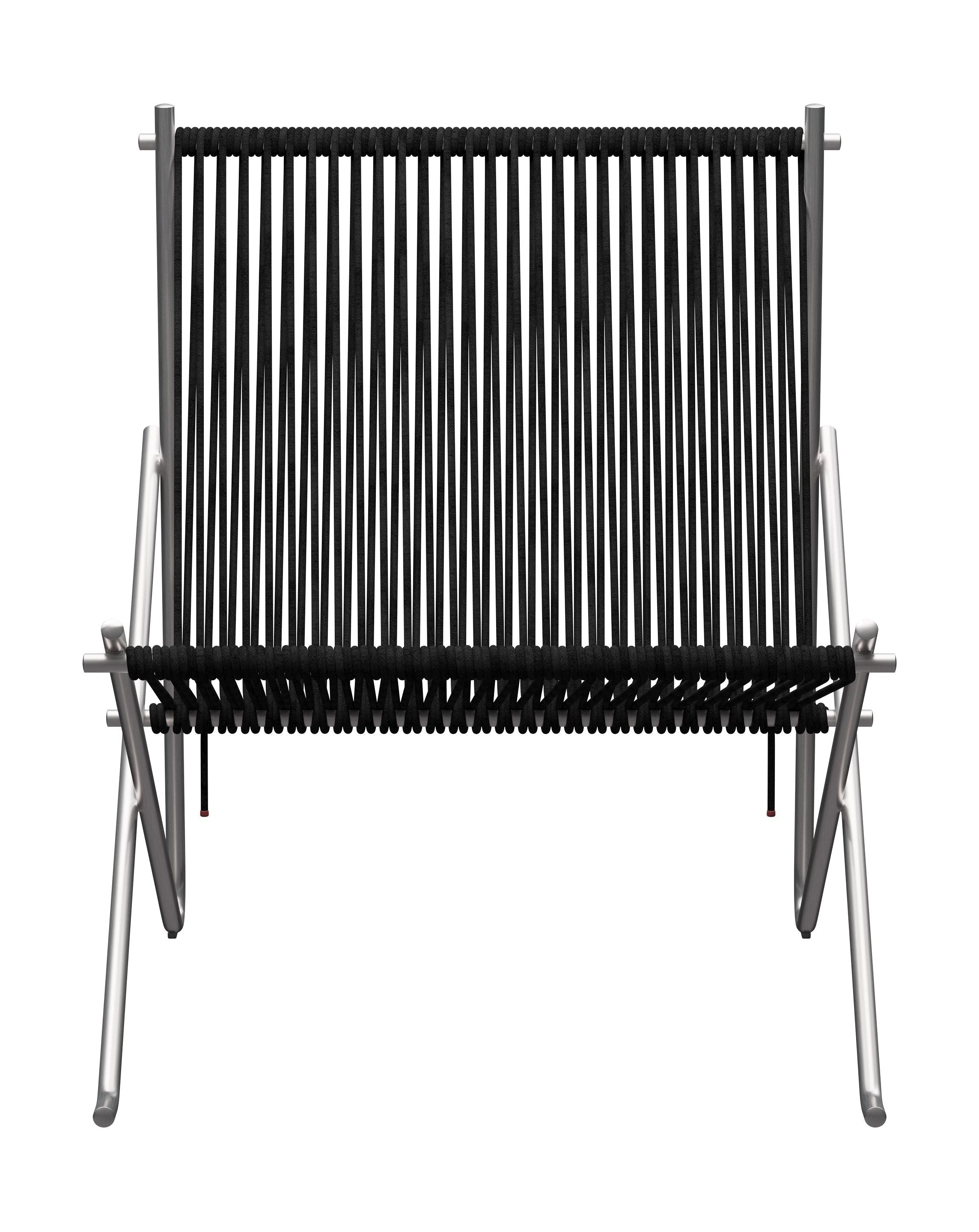 [product_category]-Fritz Hansen Pk4 Longe Chair Flag Halyard, Black/Steel-Fritz Hansen-PK4-Flag-Halyard-Black-Steel-1