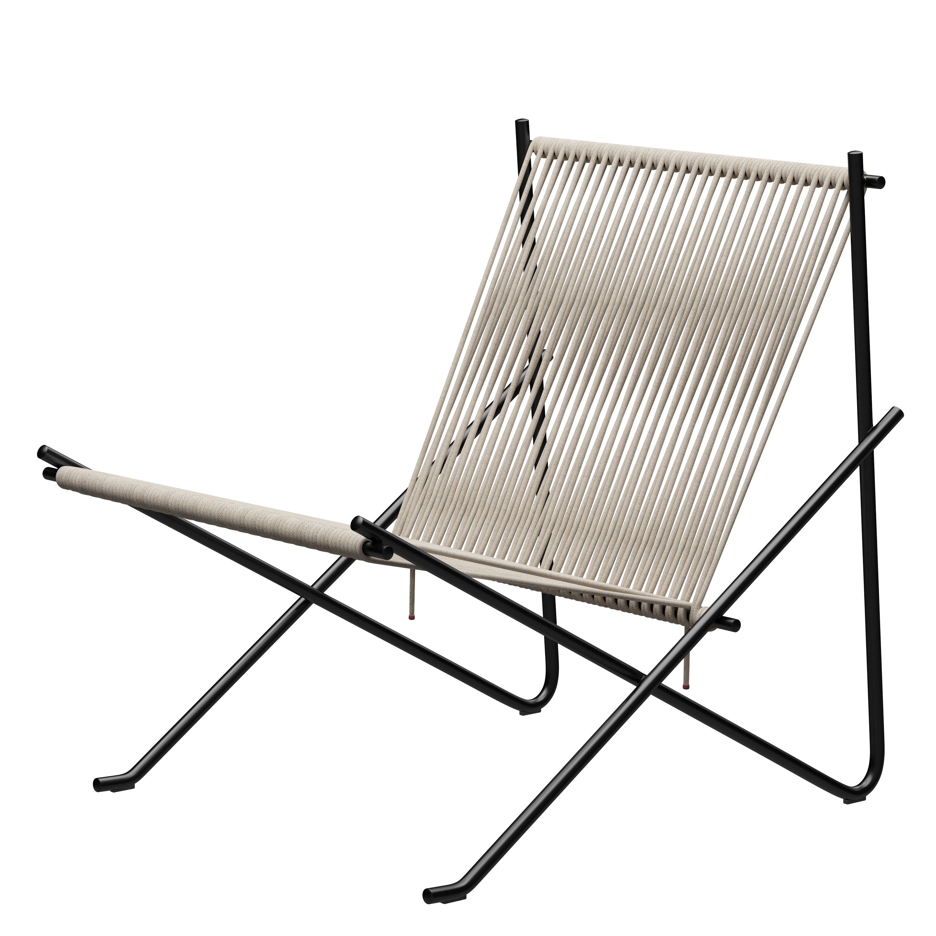 [product_category]-Fritz Hansen Pk4 Longe Chair Flag Hayard, Natural/Black Steel-Fritz Hansen-PK4-Flag-Halyard-Natural-Steel-Black-3