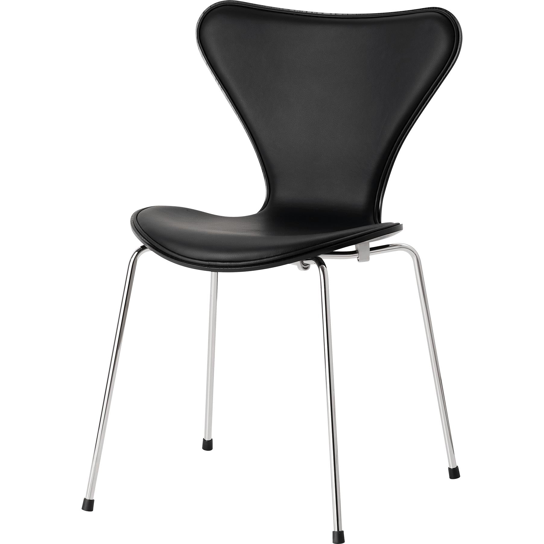 [product_category]-Fritz Hansen Series 7 Chair Lacquered Front Upholstery Leather Essential, Black-Fritz Hansen-3107-FroUph-Lakeret-Essential-Black-FRI-1