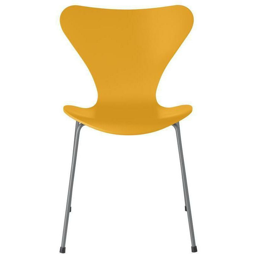 [product_category]-Fritz Hansen Series 7 Chair Lacquered True Yellow Shell, Silver Grey Base-Fritz Hansen-3107-LAKERET-TRUE-SILVER-FRI-1