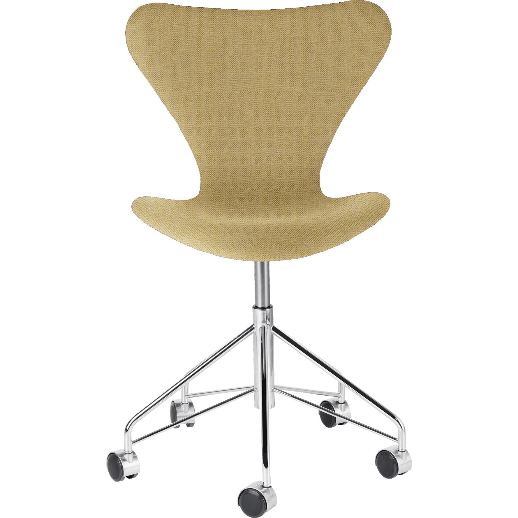 [product_category]-Fritz Hansen Series 7 Swivel Chair Full Upholstery Fabric Christianshavn, Yellow-Fritz Hansen-3117-FulUph-Chris-1110-FRI-1