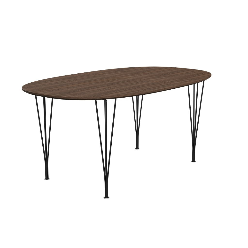 [product_category]-Fritz Hansen Superellipse Dining Table Black/Walnut Veneer With Walnut Table Edge, 170x100 Cm-Fritz Hansen-B616-WAL001-WAL001-DRBL-FRI-2