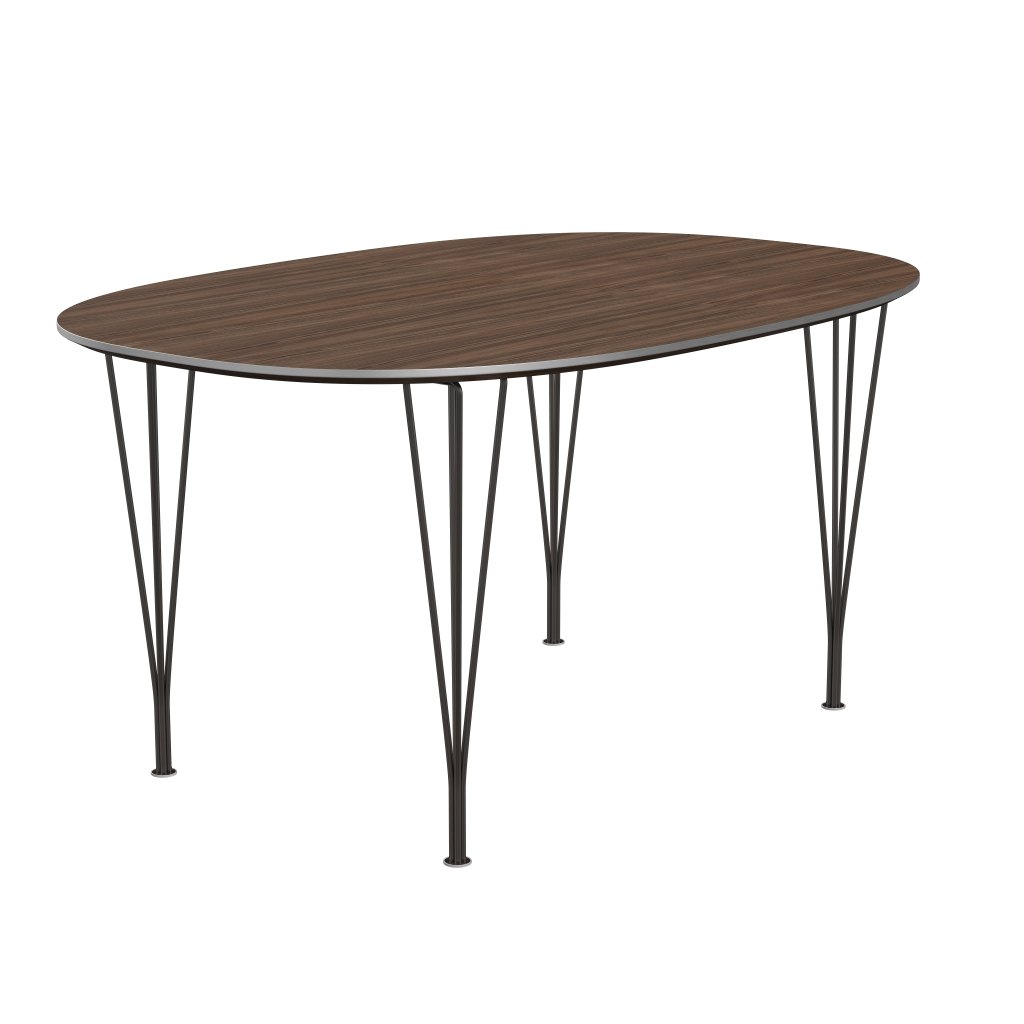 Fritz Hansen Superellipse Spisebord Brown Bronze/Valnød Finer, 150x100 Cm