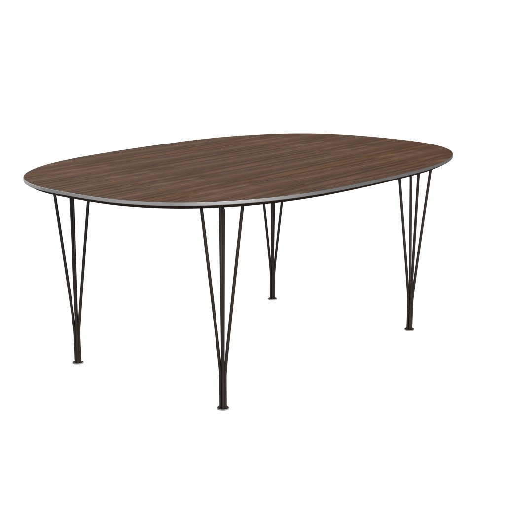 Fritz Hansen Superellipse Spisebord Brown Bronze/Valnød Finer, 180x120 Cm