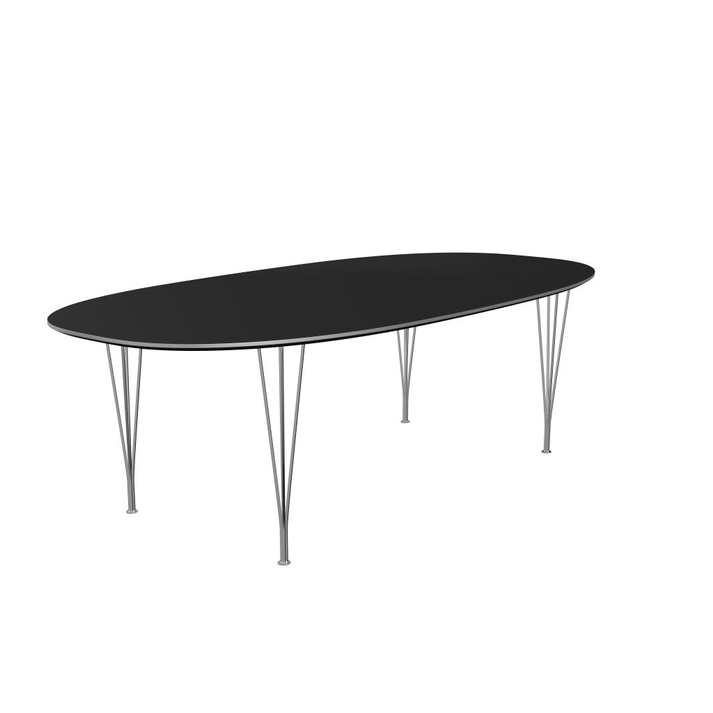 Fritz Hansen Superellipse Spisebord Forkromet Stål/Sort Laminat, 240x120 Cm