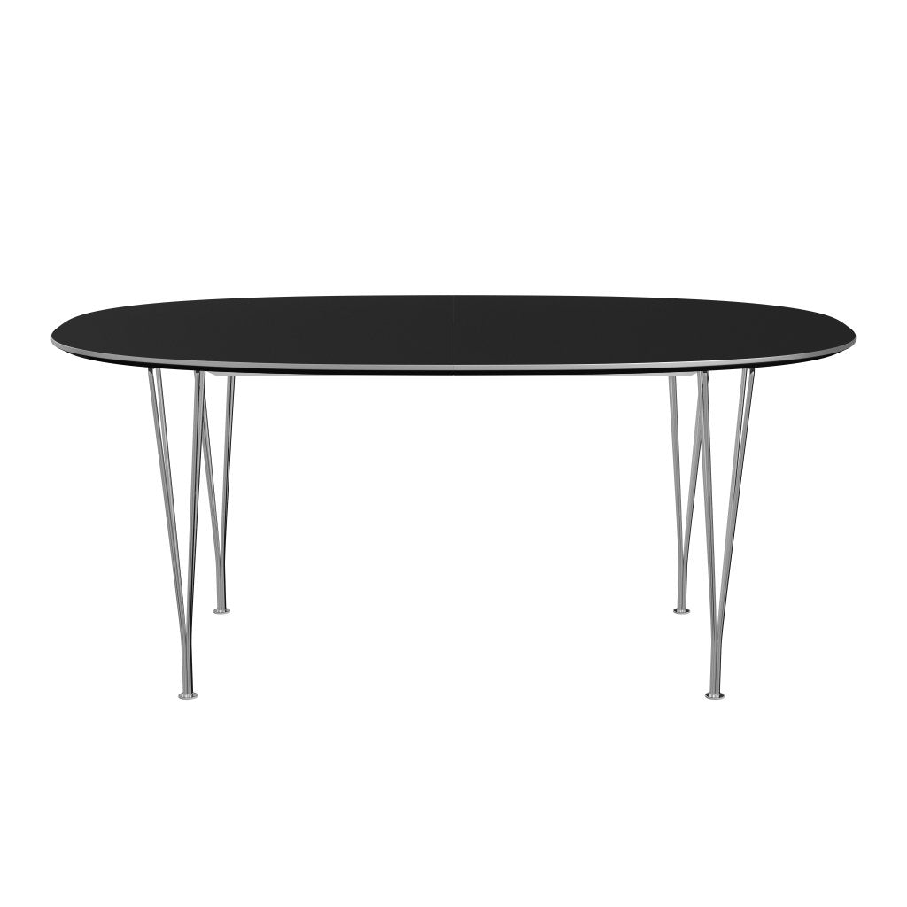 Fritz Hansen Superellipse Udtræksbord Forkromet Stål/Sort Laminat, 270x100 Cm