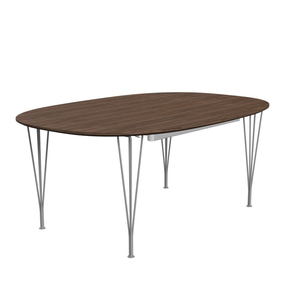 [product_category]-Fritz Hansen Superellipse Extendable Table Grey Powder Coated/Walnut Veneer With Walnut Table Edge, 300x120 Cm-Fritz Hansen-B619-WAL001-WAL001-GRBA-FRI-2