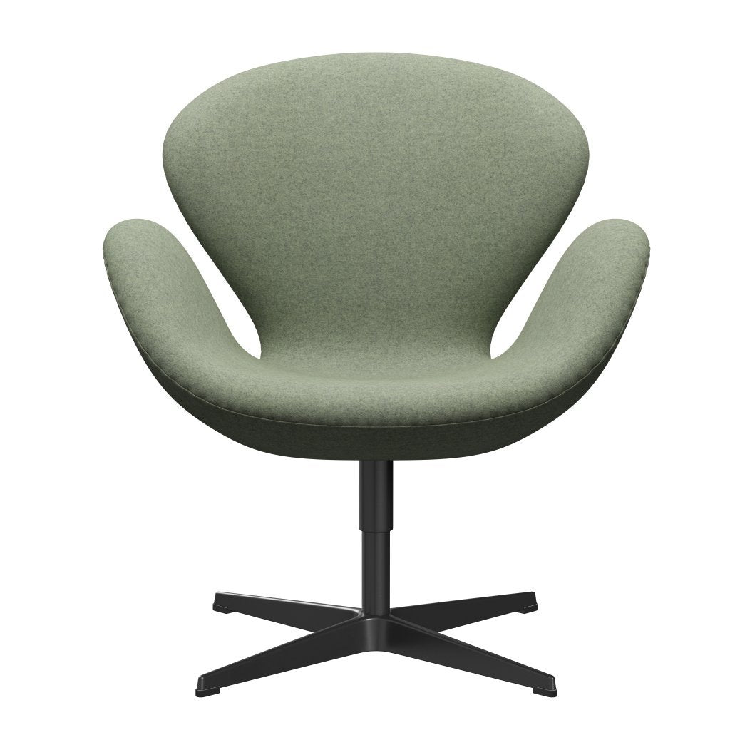 [product_category]-Fritz Hansen Swan Lounge Chair, Black Lacquered/Divina Melange Light Green-Fritz Hansen-3320-DIM917-BLLA-FRI-1