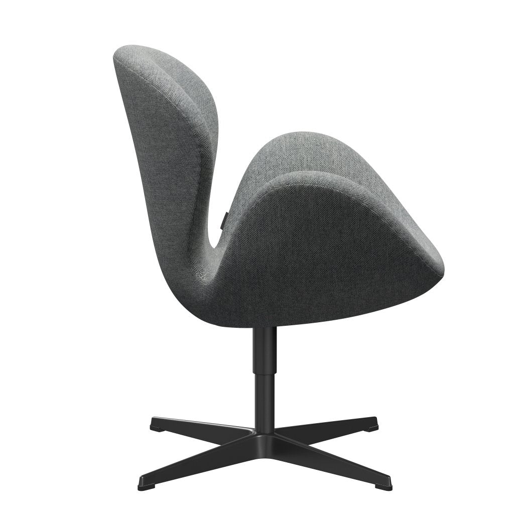 [product_category]-Fritz Hansen Swan Lounge Chair, Black Lacquered/Hallingdal White Grey-Fritz Hansen-3320-HAL116-BLLA-FRI-3