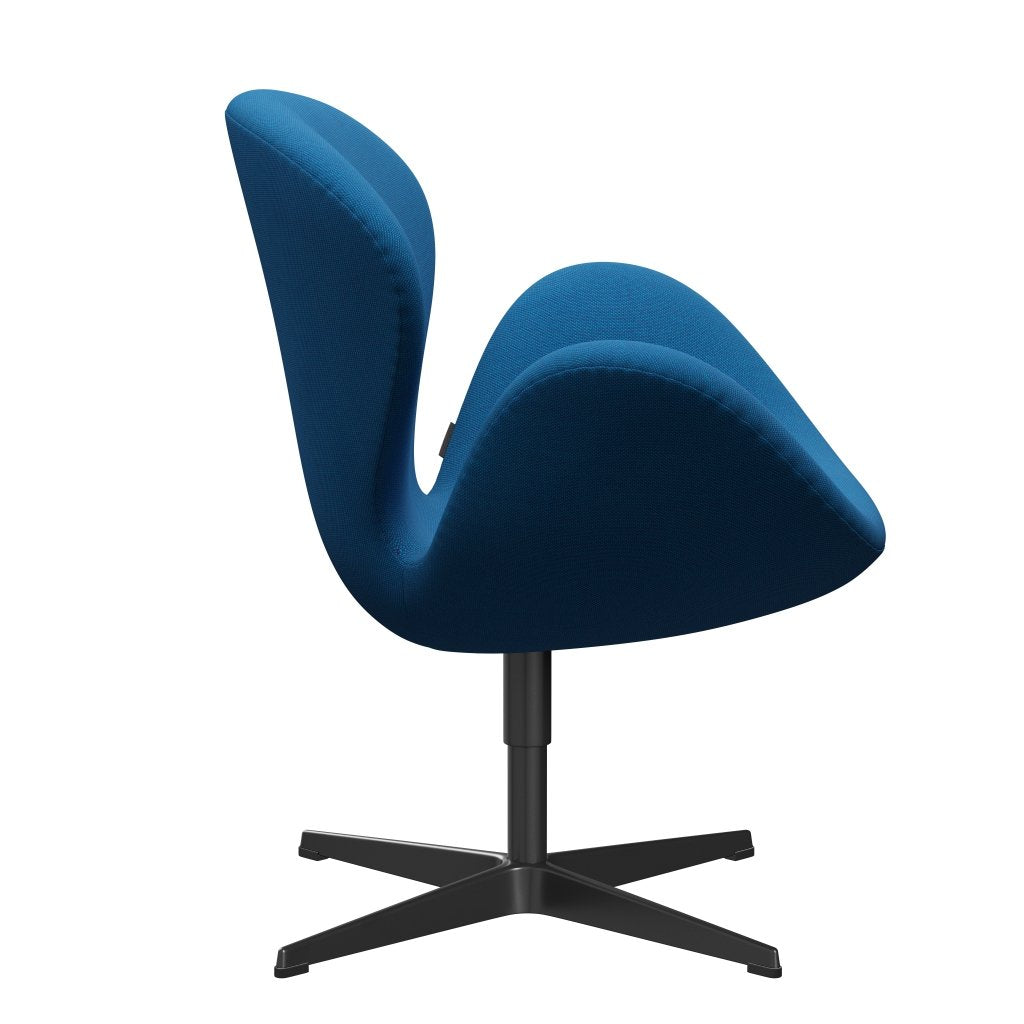 [product_category]-Fritz Hansen Swan Lounge Chair, Black Lacquered/Steelcut Trio Turquoise/Blue-Fritz Hansen-3320-STR865-BLLA-FRI-3