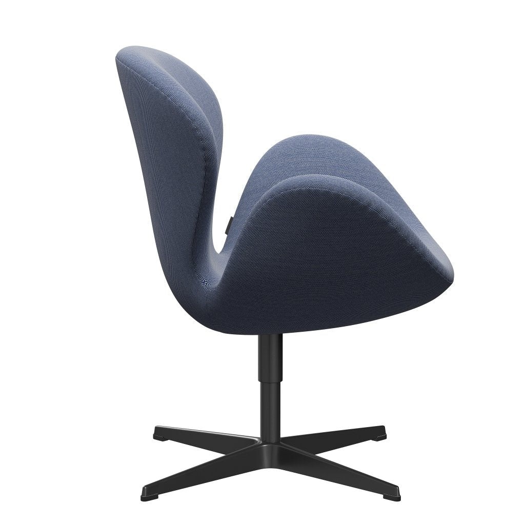 [product_category]-Fritz Hansen Swan Lounge Chair, Black Lacquered/Steelcut Trio White/Blue-Fritz Hansen-3320-STR716-BLLA-FRI-3