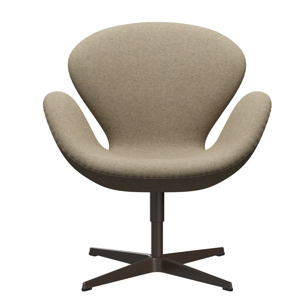 Fritz Hansen Svanenstol, Brown Bronze/Divina Melange Grey Sand