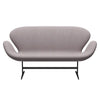 Fritz Hansen Swan™ Sofa 2 Seater, Black Lacquered/Canvas Cool Light Blue