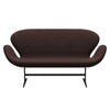 Fritz Hansen Swan™ Sofa 2 Seater, Black Lacquered/Canvas Grey Ocean