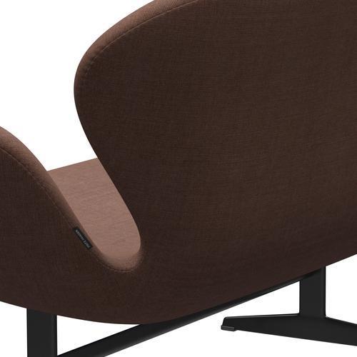 [product_category]-Fritz Hansen Swan Sofa 2 Seater, Black Lacquered/Canvas Maroon-Fritz Hansen-3321-CA0356-BLLA-FRI-5