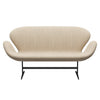 Fritz Hansen Svanesofa 2-Personers, Sortlakeret/Canvas Lys Sand