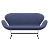 Fritz Hansen Swan™ Sofa 2 Seater, Black Lacquered/Canvas Washed Blue