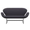 Fritz Hansen Swan™ Sofa 2 Seater, Black Lacquered/Capture Blue Charcoal