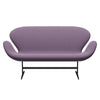 Fritz Hansen Svanesofa 2-Personers, Sortlakeret/Capture Bright Purple