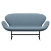 Fritz Hansen Swan™ Sofa 2 Seater, Black Lacquered/Capture Soft Blue