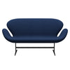 Fritz Hansen Swan™ Sofa 2 Seater, Black Lacquered/Christianshavn Blue Plain