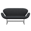 Fritz Hansen Swan™ Sofa 2 Seater, Black Lacquered/Christianshavn Dark Grey