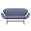 Fritz Hansen Swan™ Sofa 2 Seater, Black Lacquered/Christianshavn Light Blue Uni