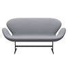 Fritz Hansen Swan™ Sofa 2 Seater, Black Lacquered/Christianshavn Light Grey Plain