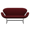 Fritz Hansen Swan™ Sofa 2 Seater, Black Lacquered/Christianshavn Red Uni