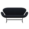 Fritz Hansen Swan™ Sofa 2 Seater, Black Lacquered/Diablo Dark Blue